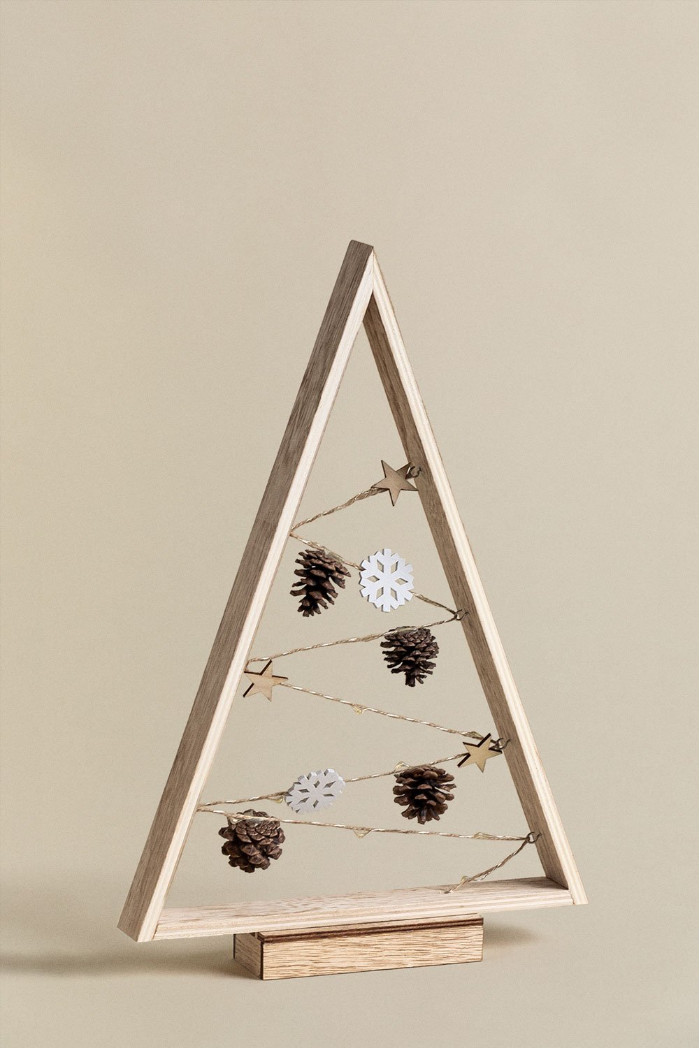 Albero di Natale in legno con luci LED Niorb