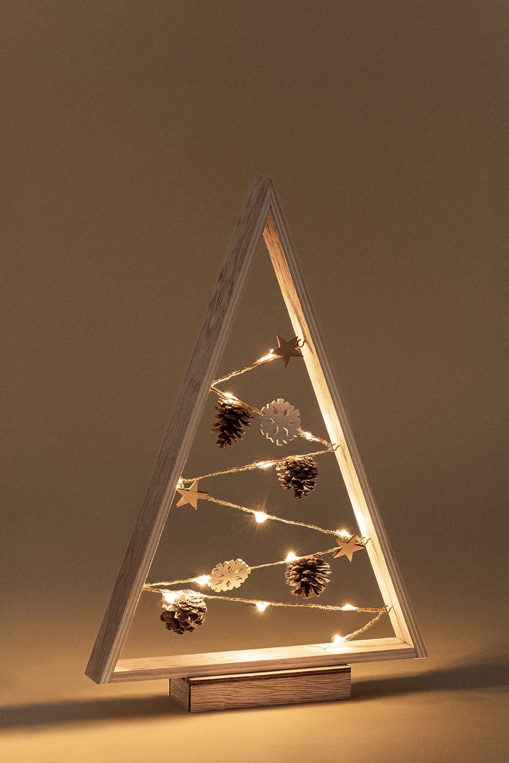 Albero di Natale in legno con luci LED Niorb