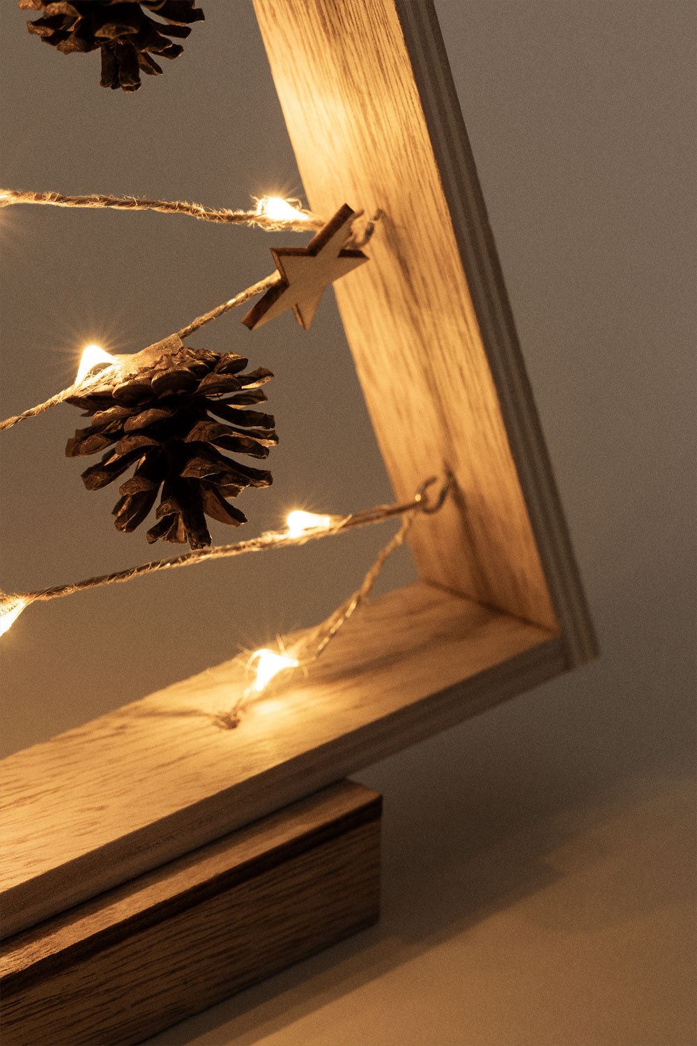 Albero di Natale in legno con luci LED Niorb
