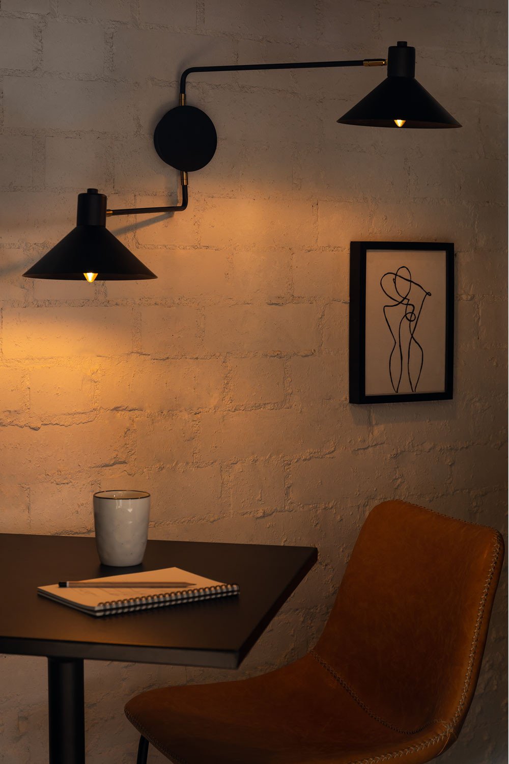 Lampada da parete in ferro con 2 punti luce Double Twin