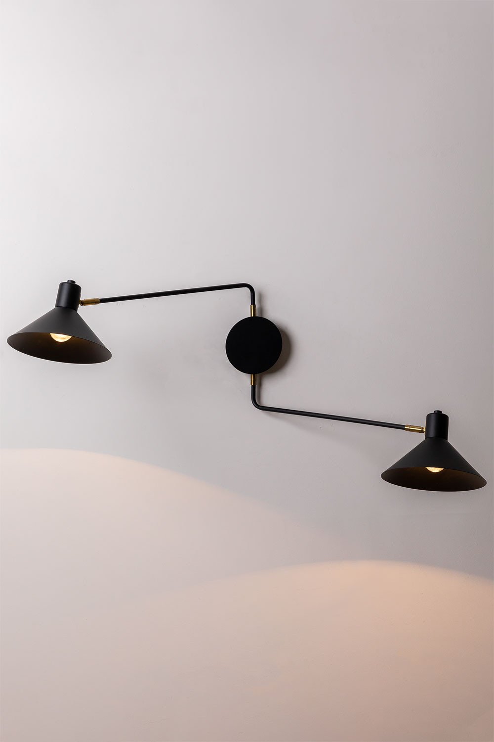 Lampada da parete in ferro con 2 punti luce Double Twin