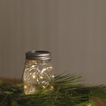 Vaso solare in vetro con ghirlanda LED Zol
