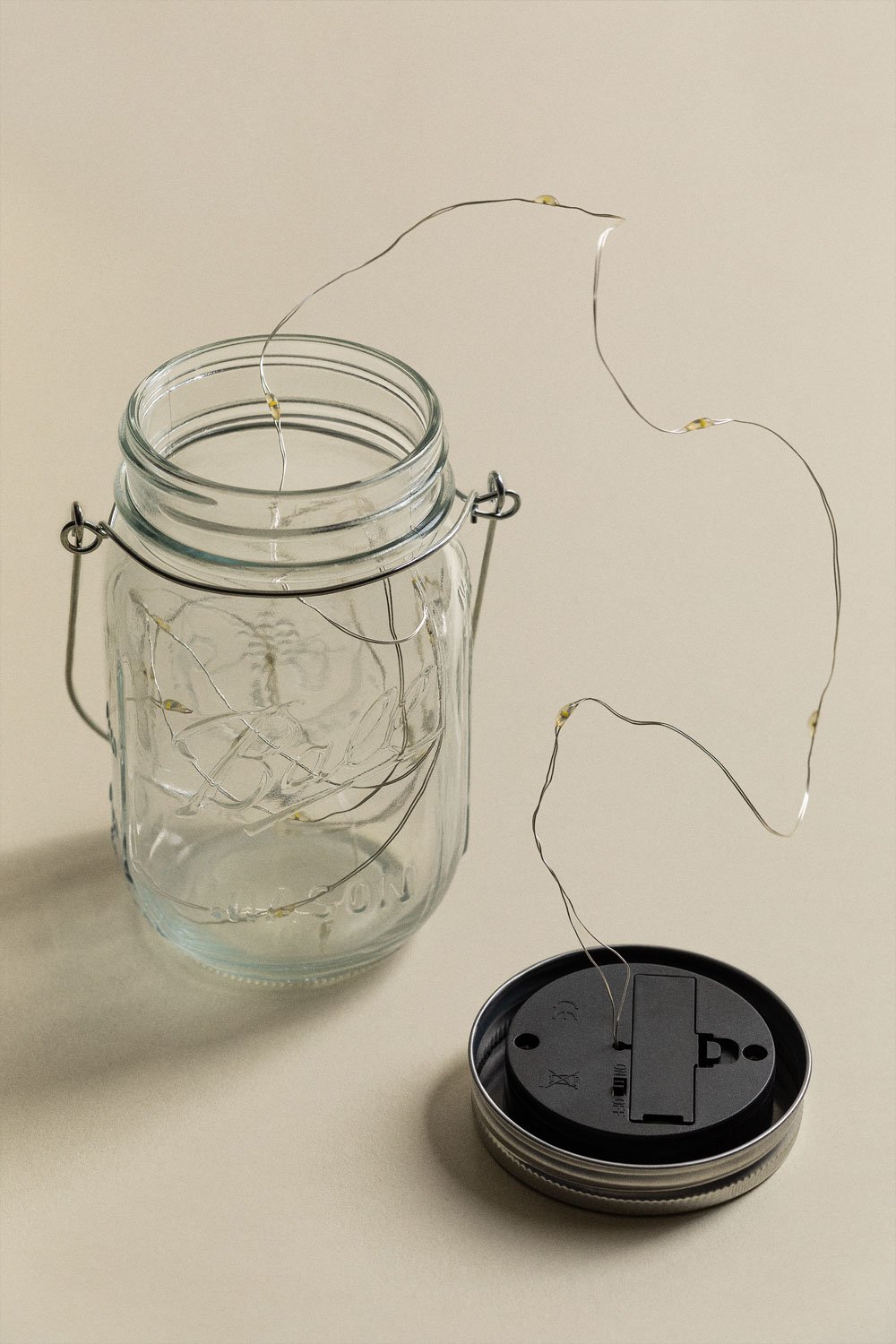 Vaso solare in vetro con ghirlanda LED Zol