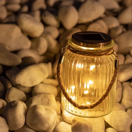 Vaso solare in vetro con ghirlanda LED Pol