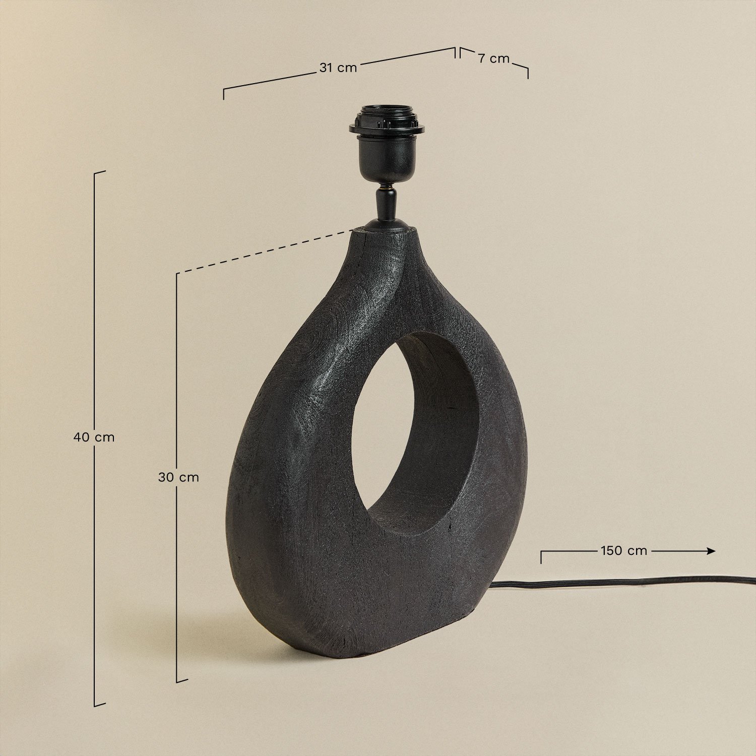 Base per lampada da tavolo ↑30 cm in legno di mango Joana