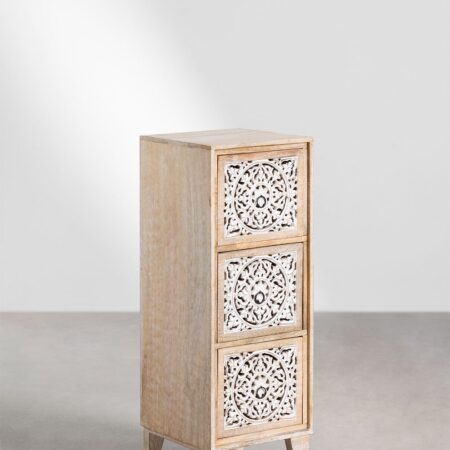 Cassettiera Mekel in legno di mango