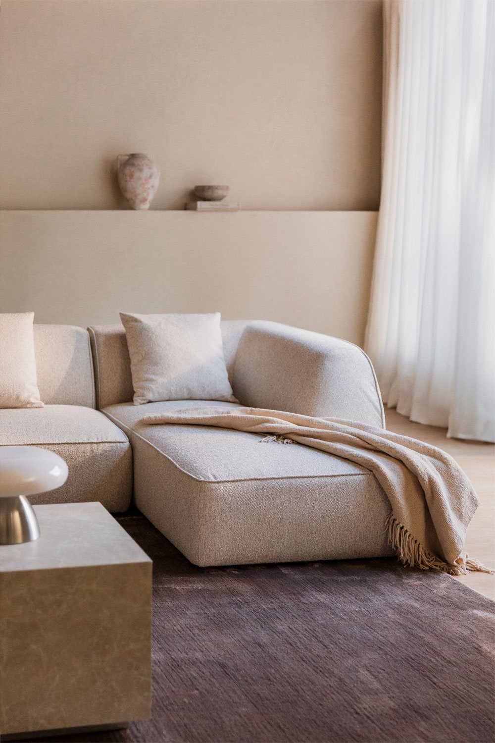 Chaise longue destra per divano modulare rivestito Cardea