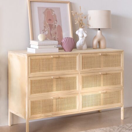 Comò in rattan e legno Reyna
