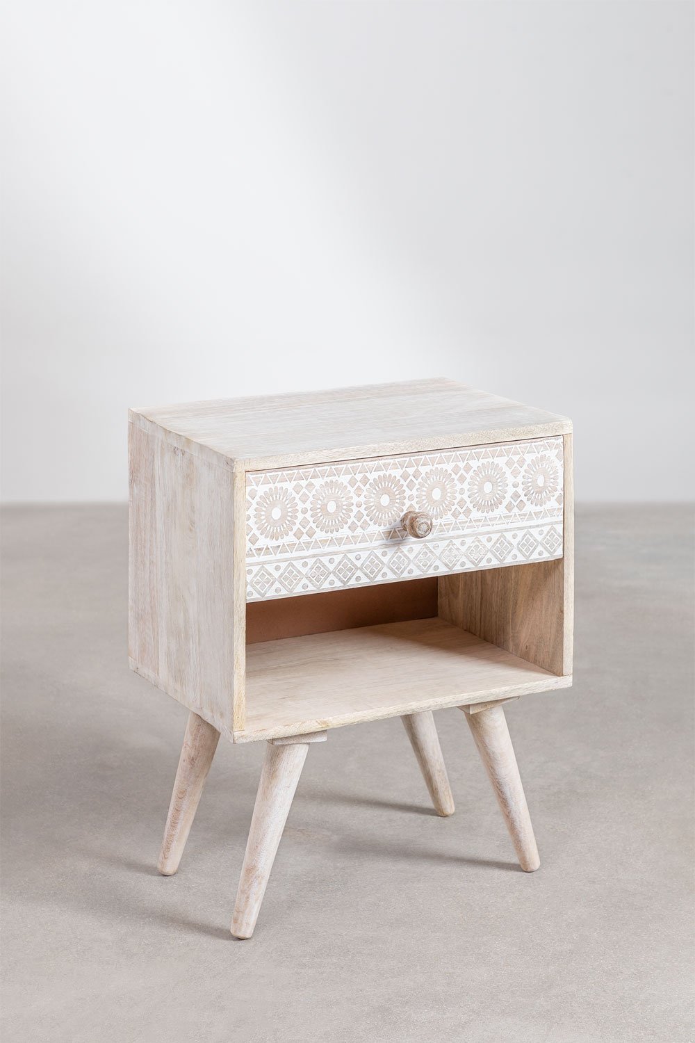 Comodino Ukurla in legno di mango con contenitore