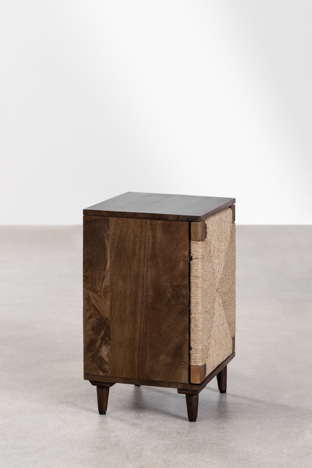 Comodino Evans in legno di mango e iuta