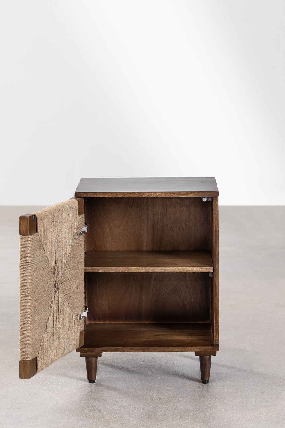 Comodino Evans in legno di mango e iuta