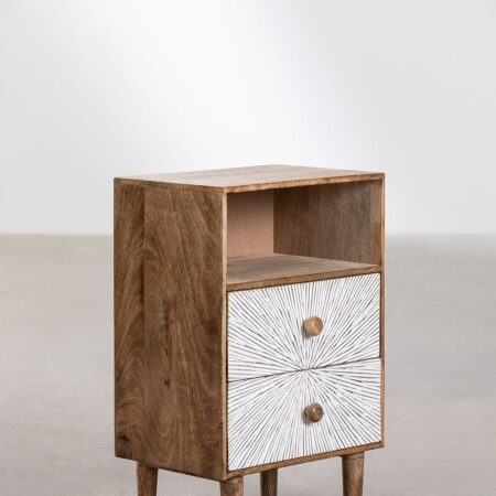 Comodino Kaobany in legno di mango