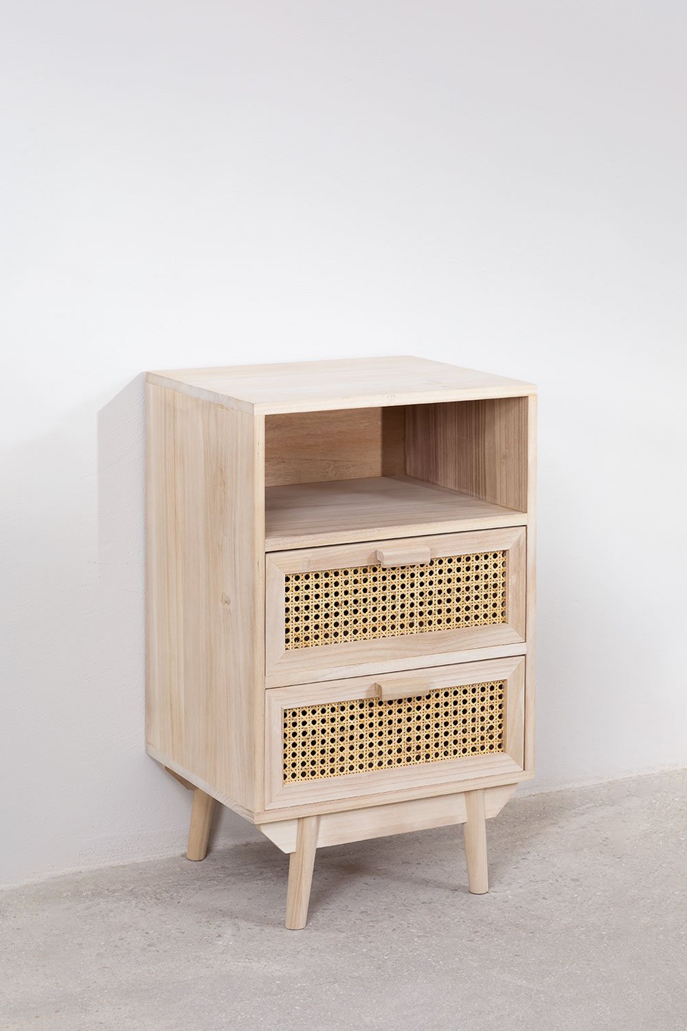 Comodino con contenitore in legno Ralik