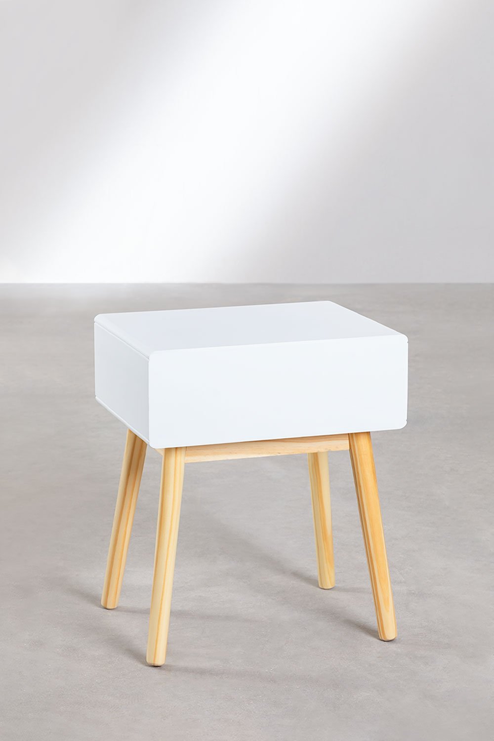Comodino in MDF e legno di pino Lucka
