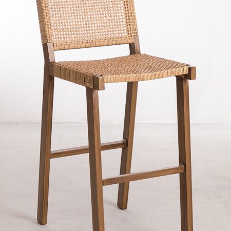 Confezione 4 Sgabelli Alti da Giardino in Vimini Sintetico (74 cm) Ori