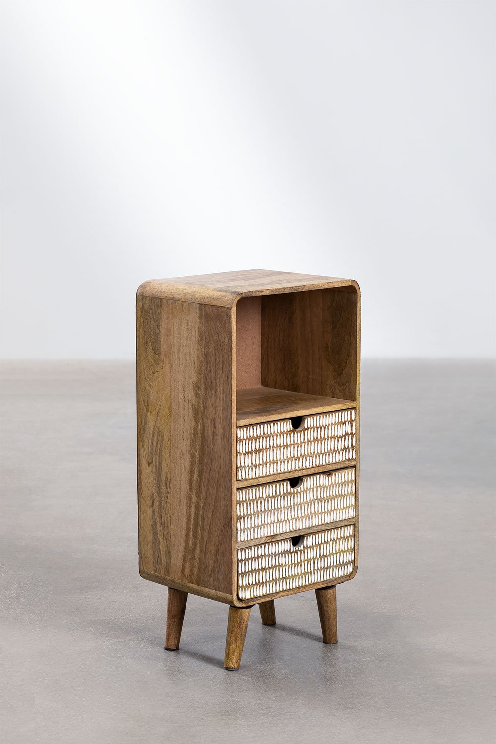 Confezione da 2 comodini con 3 cassetti in legno di mango Yulara