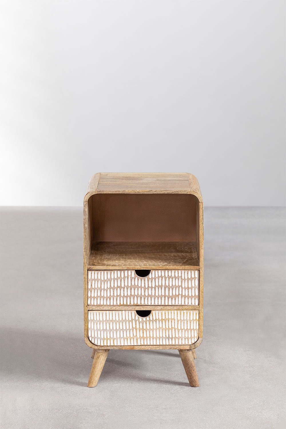 Confezione da 2 comodini con 2 cassetti in legno di mango Yulara