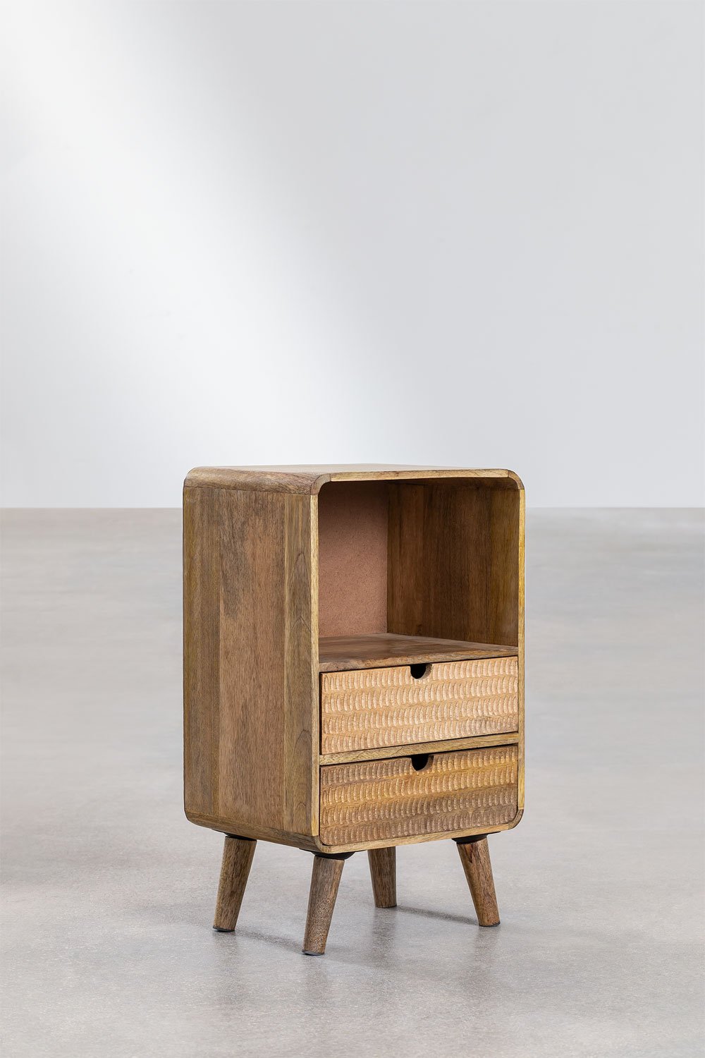 Confezione da 2 comodini con contenitore in legno di mango Yulara naturale