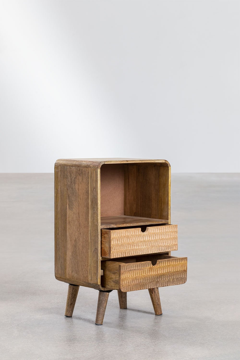 Confezione da 2 comodini con contenitore in legno di mango Yulara naturale
