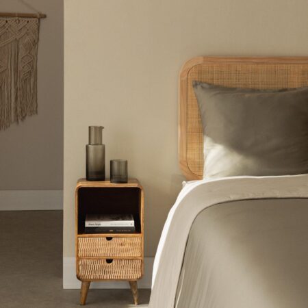 Confezione da 2 comodini con contenitore in legno di mango Yulara naturale