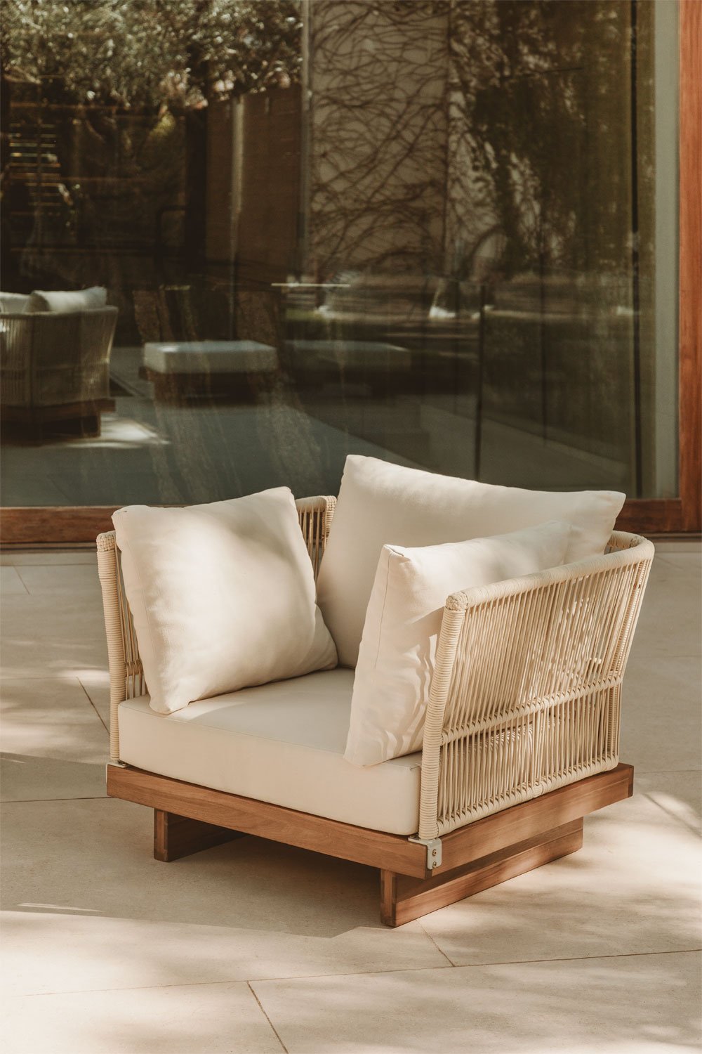 Confezione da 2 sedie da giardino Dailin in legno di acacia e corda intrecciata