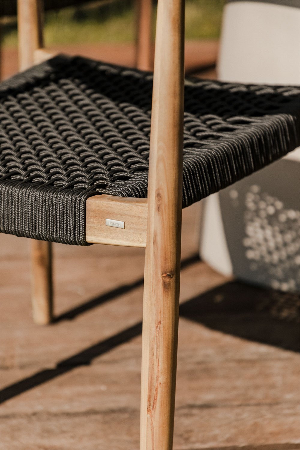 Confezione da 2 sedie da giardino in legno di acacia e corda intrecciata Mallory