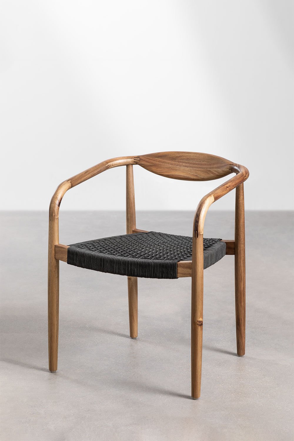Confezione da 2 sedie da giardino in legno di acacia e corda intrecciata Mallory