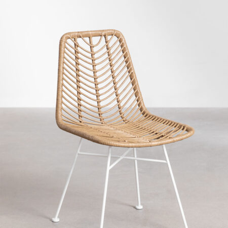 Set di 2 Sedie da Giardino in Rattan Sintetico Gouda Naturale