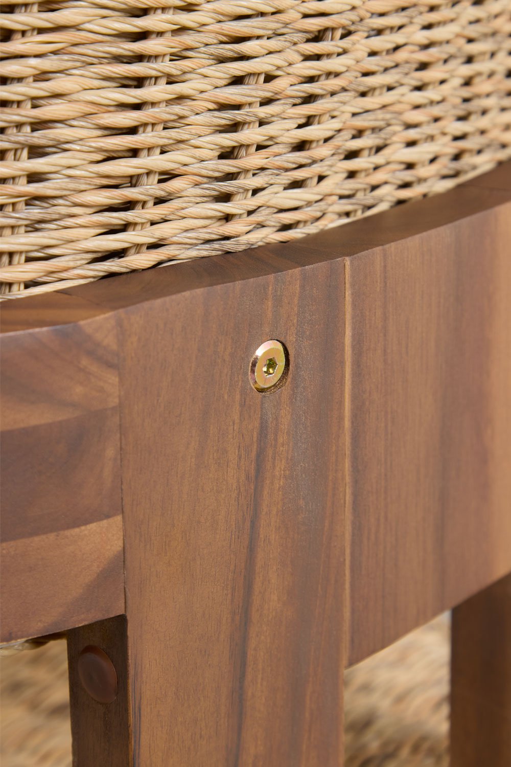 Confezione da 2 sedie da pranzo con braccioli in legno di acacia e rattan sintetico Ginara