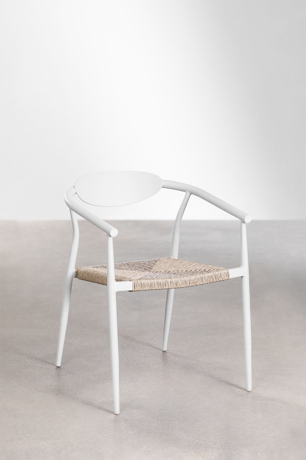 Set di 2 sedie da pranzo impilabili con braccioli in alluminio e rattan sintetico Marsha