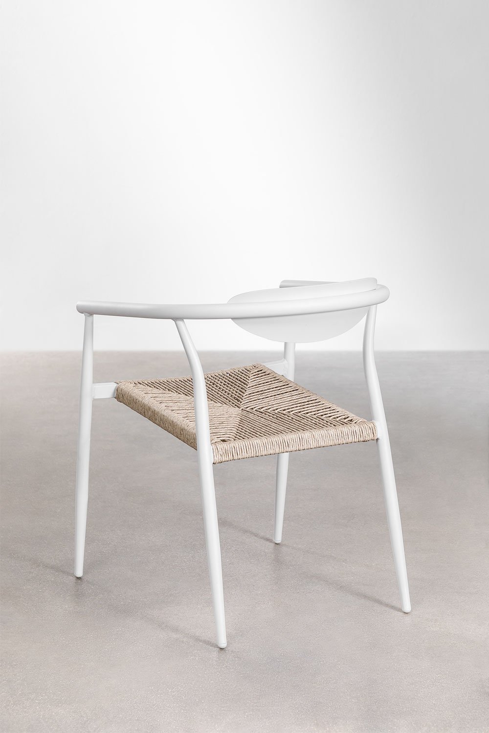 Set di 2 sedie da pranzo impilabili con braccioli in alluminio e rattan sintetico Marsha