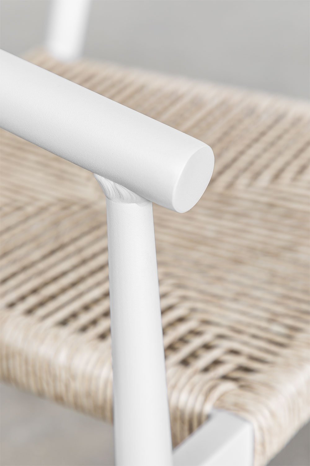 Set di 2 sedie da pranzo impilabili con braccioli in alluminio e rattan sintetico Marsha