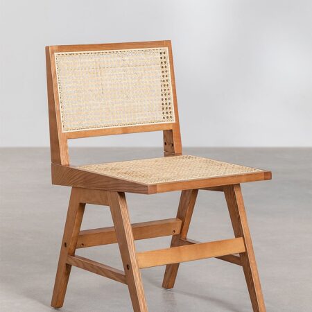 Confezione da 2 sedie da pranzo in legno di frassino e rattan Lali