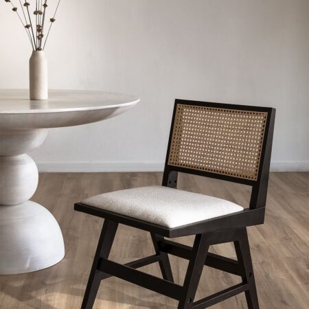 Confezione da 2 Sedie da Pranzo in Frassino e Rattan Rivestite Lali
