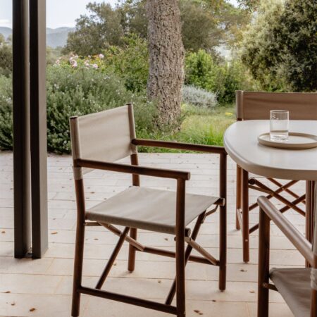 Confezione da 2 sedie da regista pieghevoli da giardino Olivia in legno di acacia