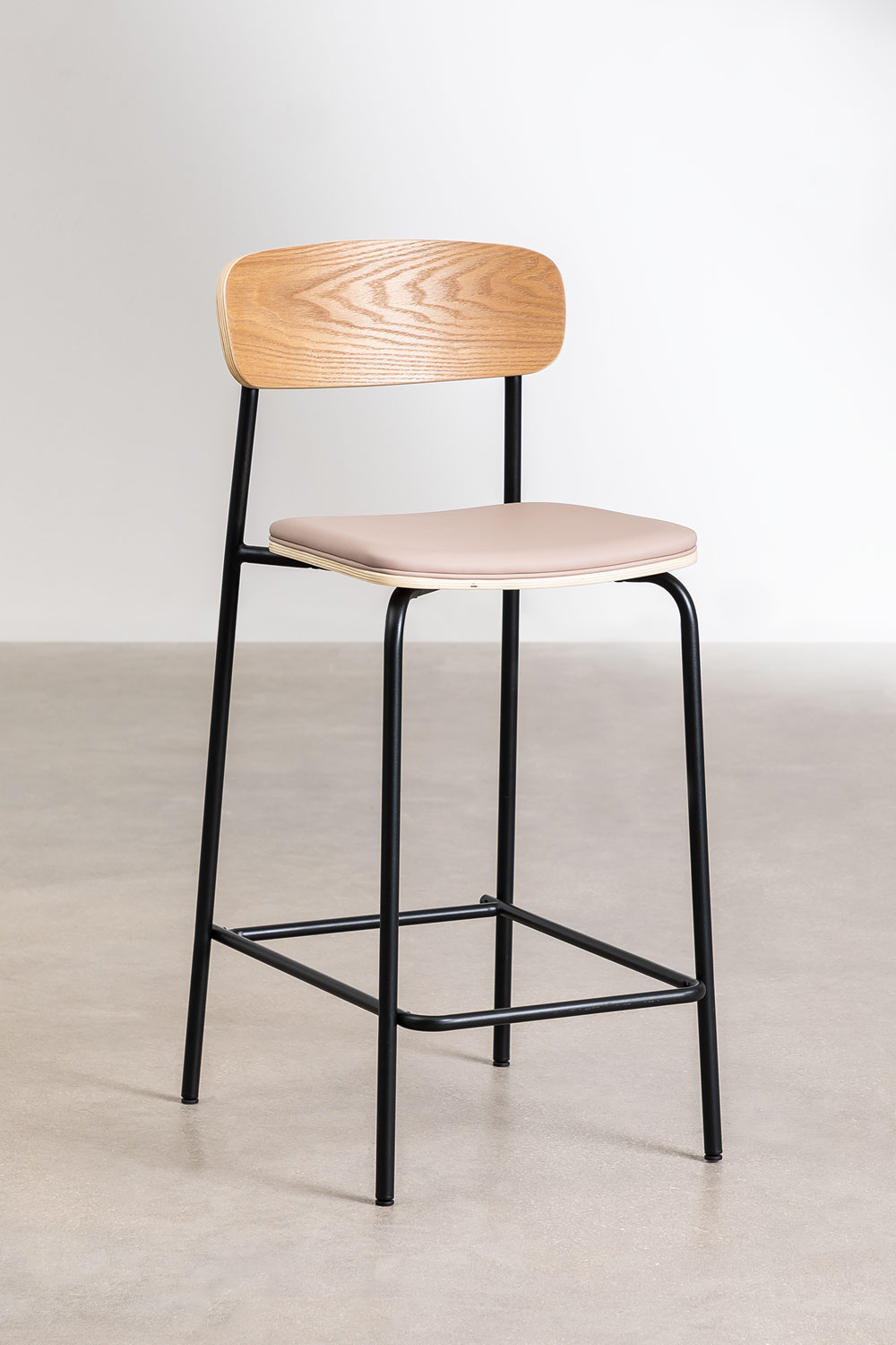 Confezione da 2 sgabelli alti impilabili 65 cm in ferro e legno Wilpier
