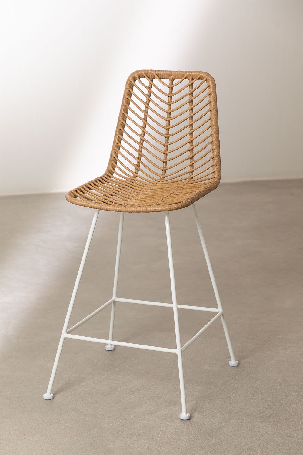 Confezione da 2 sgabelli alti in rattan sintetico Gouda naturale