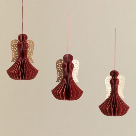 Confezione da 3 decorazioni natalizie in carta Ceriba