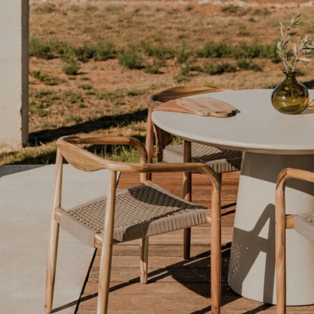 Confezione da 4 sedie da giardino in legno di acacia e corda intrecciata Mallory