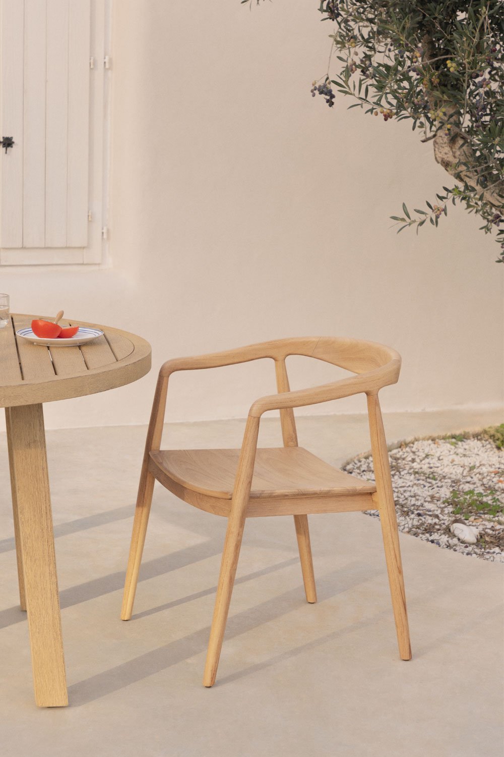 Confezione da 4 sedie da giardino in legno di teak Rokan