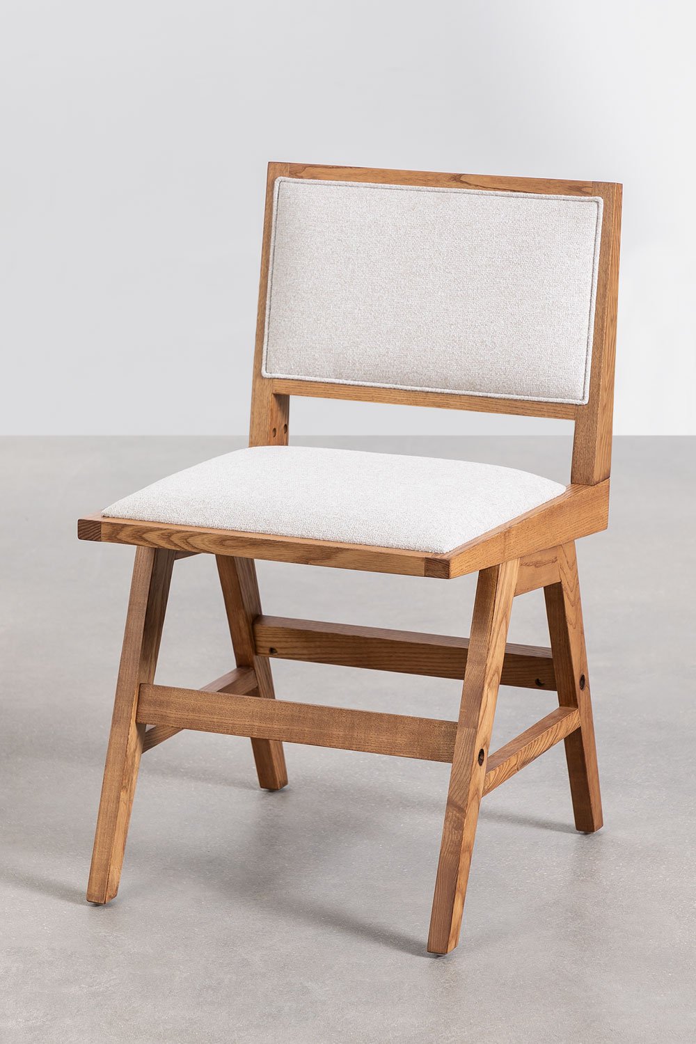 Confezione da 4 sedie da pranzo Lali imbottite in legno di frassino
