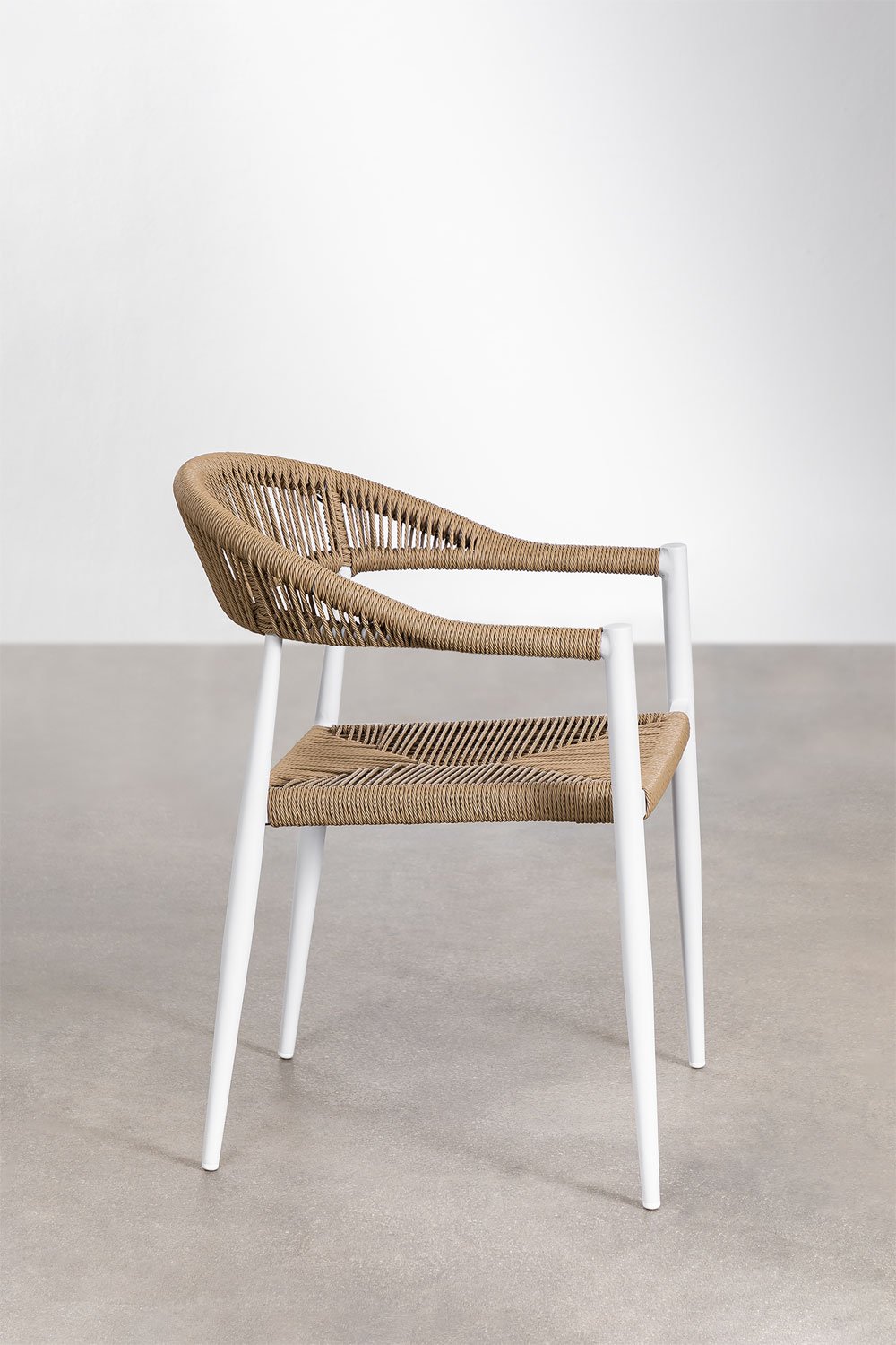 Confezione da 4 sedie da pranzo impilabili con braccioli in alluminio e rattan sintetico Amatria
