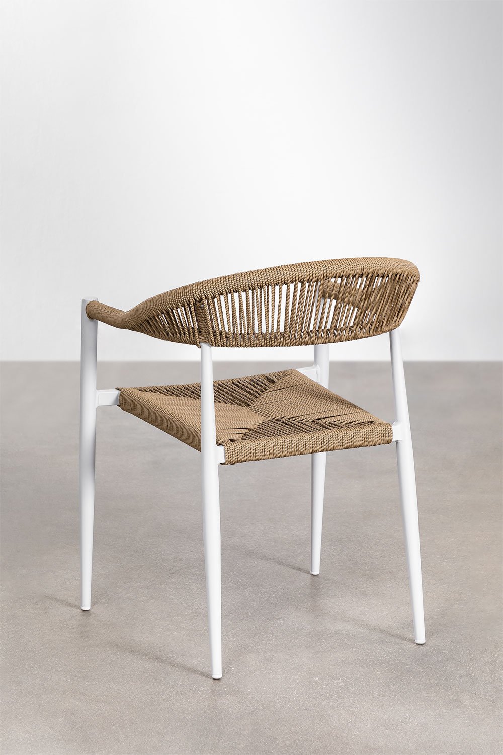 Confezione da 4 sedie da pranzo impilabili con braccioli in alluminio e rattan sintetico Amatria