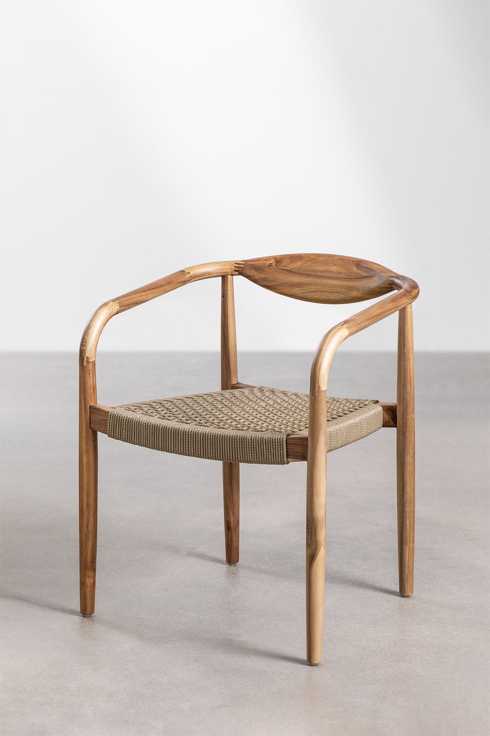 Confezione da 4 sedie da pranzo in legno di acacia e corda intrecciata Mallory