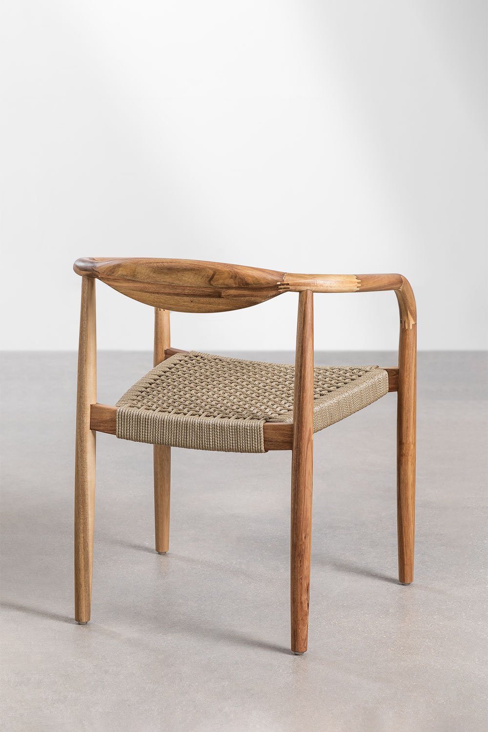 Confezione da 4 sedie da pranzo in legno di acacia e corda intrecciata Mallory