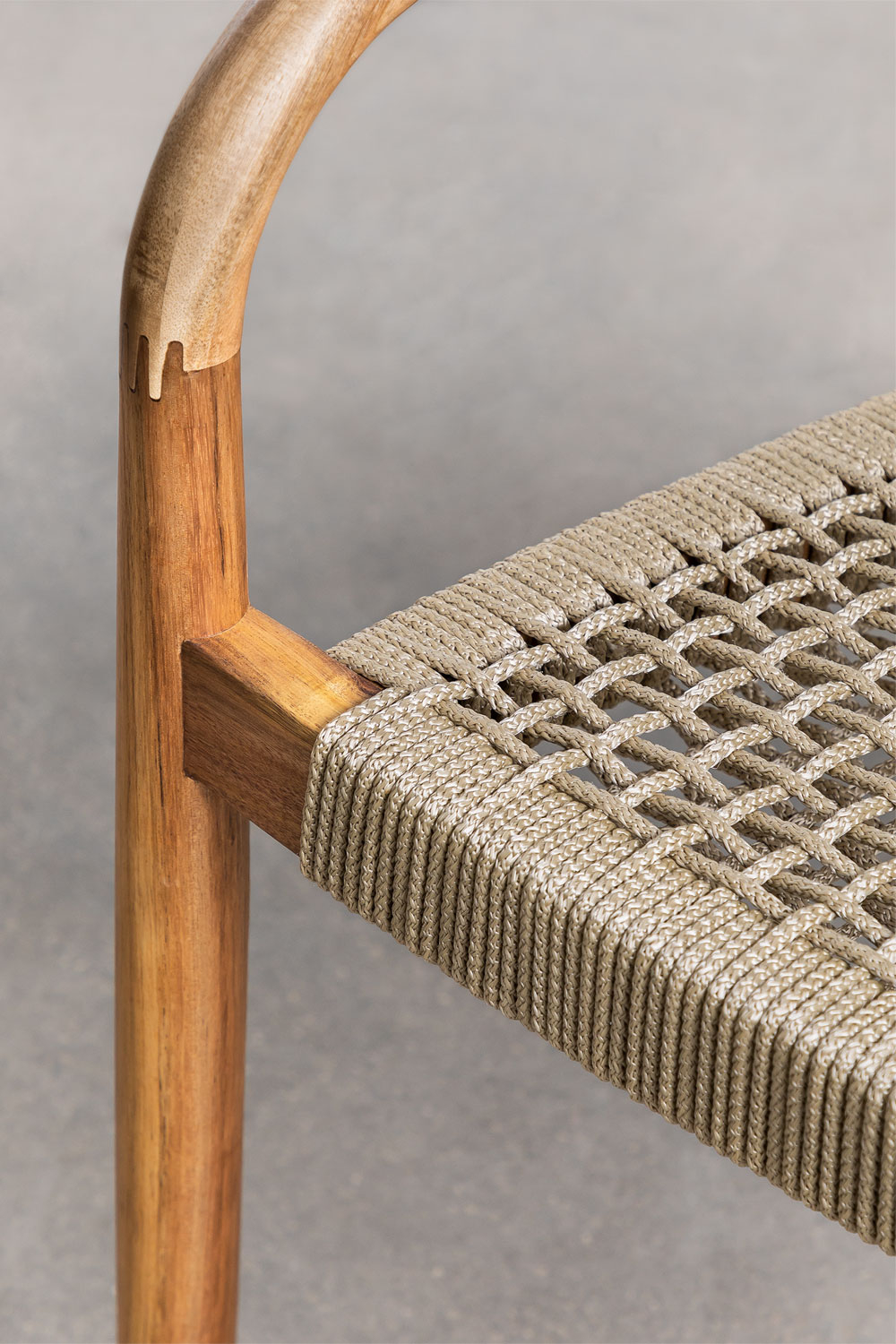 Confezione da 4 sedie da pranzo in legno di acacia e corda intrecciata Mallory