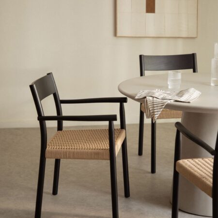 Confezione da 4 Sedie da Pranzo in Legno di Rovere e Corda Intrecciata Mara
