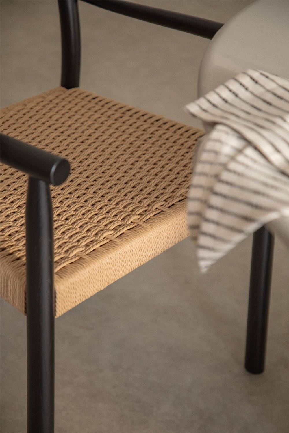 Confezione da 4 Sedie da Pranzo in Legno di Rovere e Corda Intrecciata Mara