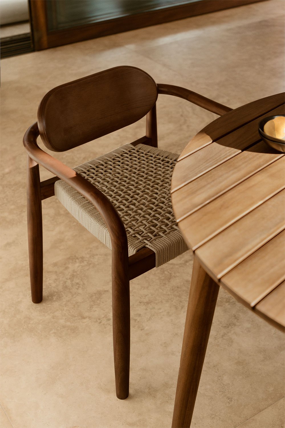 Confezione da 4 sedie da pranzo con braccioli in legno vintage Naele