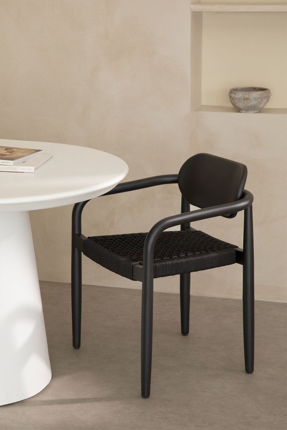 Confezione da 4 sedie da pranzo con braccioli in legno vintage Naele
